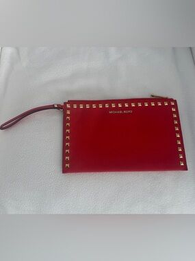 Michael Kors Red Leather Studded Wristlet